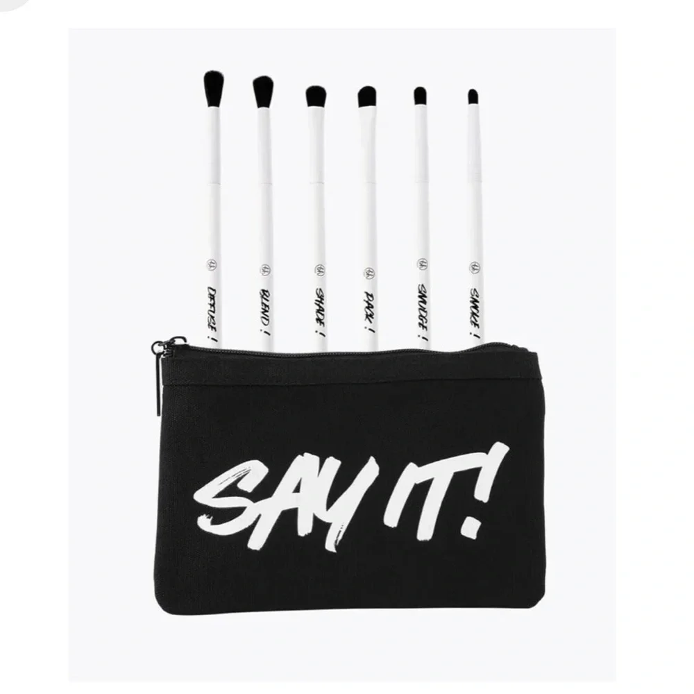 BH Cosmetics Say It!‎ 6 Piece Eye Brush Set With Cosmetic Bag NEW Makeup Beauty